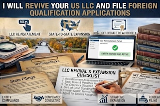 handle US llc reinstatement and foreign qualification filings