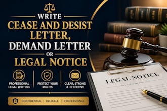 write cease and desist letter, demand letter or legal notice