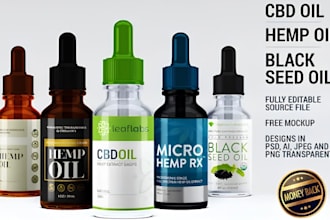 design cbd hemp label, supplement packaging and product bottle label design