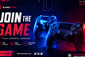 cartoon gaming banner for twitch streams
