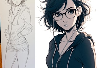 make anime drawing with anime art style character