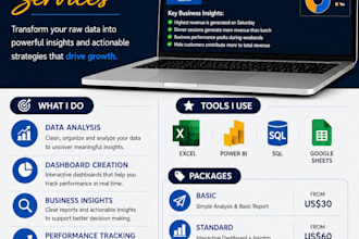 create excel dashboards, reports, and data analysis