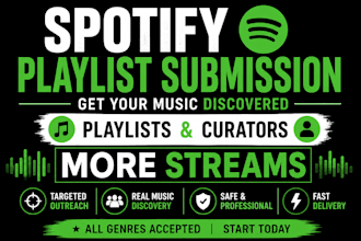 submit your song to spotify playlists and curators for more streams