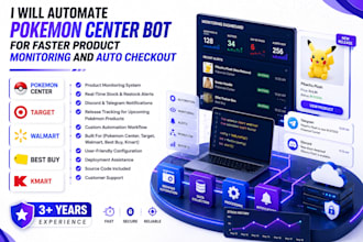 automate pokemon center bot for faster product monitoring and auto checkout