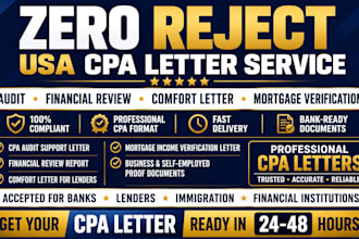 zero reject USA CPA letter audit financial review comfort letter mortgage letter