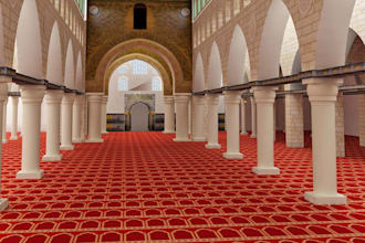 design 3d ultral realistic render for mosque, ablution center, worship building