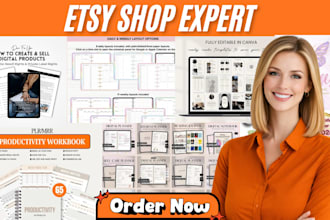 design etsy digital products, canva templates, planners and printables