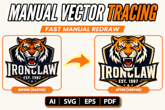 manually vector trace, redraw logo or image to svg