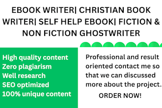 ghostwrite christian ebook self help ebook fiction and non fiction ebook writer