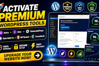 activate astra, divi, generatepress premium, rank math pro, wp rocket crocoblock