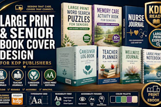 design large print and niche senior book covers for kdp