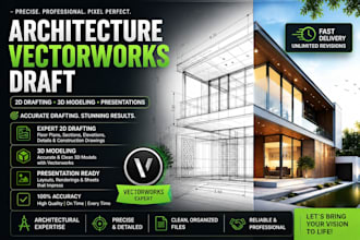 create 2d floor plan, 3d model in vectorworks 2025 2026