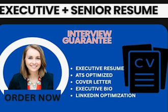 write your senior executive resume cover letter and linkedin optimization