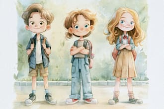 do watercolor children book illustration