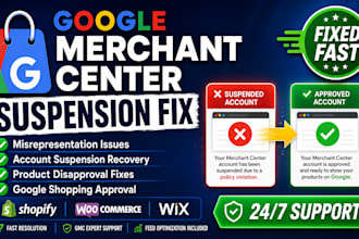 fix google merchant center suspension, misrepresentation and gmc issues
