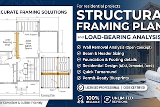 provide structural framing plans and load bearing analysis