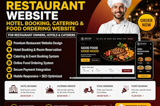 build restaurant website hotel booking catering food ordering website