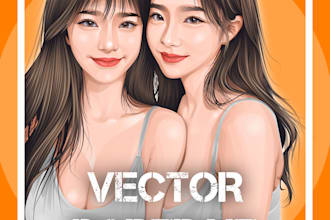 draw semi realistic vector portrait with soft shading from photo