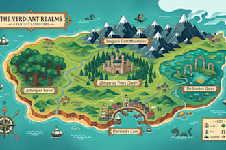create fantasy and landscape map illustrations for property and creative designs