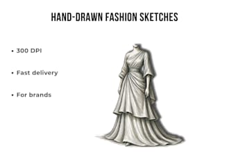 create 5 to 7 hand drawn fashion sketches