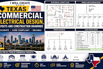 create texas commercial electrical design, mep layouts and construction drawings