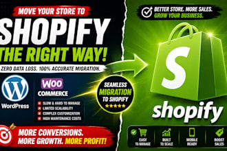migrate wordpress to shopify, woocommerce to shopify, wix or shopify migration