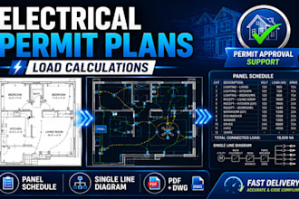 prepare electrical permit drawing and load calculation for approval