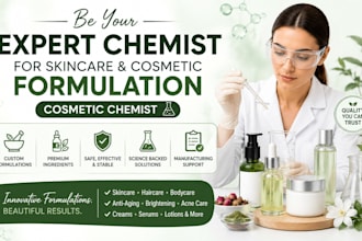 be your expert chemist for skincare and cosmetic formulation, cosmetic chemist