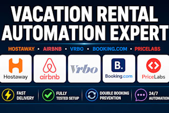 set up vacation rental automation on hostaway for airbnb vrbo and booking com