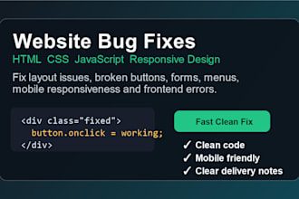 fix HTML CSS javascript bugs and responsive website issues