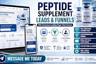generate peptide leads supplement leads fda compliant landing page and funnels