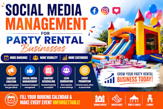 manage social media for party rental, bounce house, event rental and inflatable