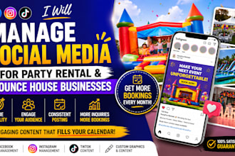 manage social media marketing for party rental bounce house and event rental