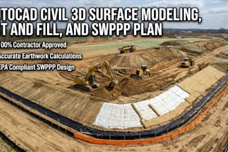 do autocad civil 3d surface modeling, cut and fill, and swppp plan