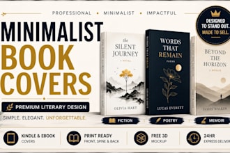 design a professional minimalist fiction book cover or poetry cover