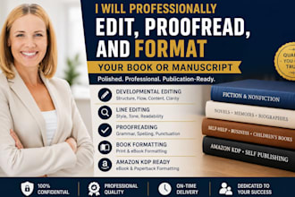 professionally edit, proofread, and format your book or manuscript