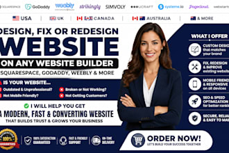 design fix or redesign website on squarespace godaddy weebly website design