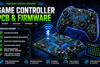 design game controller pcb, embedded firmware, bluetooth and button matrix