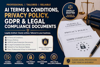 draft ai terms and conditions, privacy policy and gdpr compliance documents