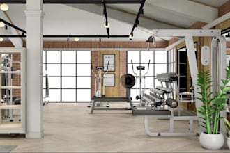 revamp modern gym interior, indoor gaming room design, sport facility rendering
