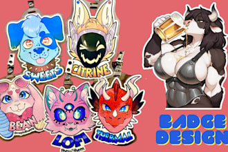 furry stickers furry telegram stickers badge design fursona character furry art