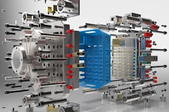 do automotive injection molds, plastic parts and industrial molds in solidworks