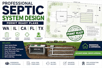 create permit ready septic system plans for wa ca fl tx il