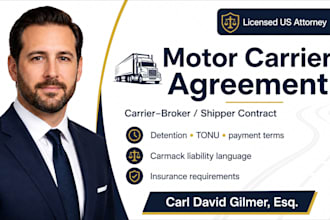 draft a protective motor carrier agreement as a US attorney