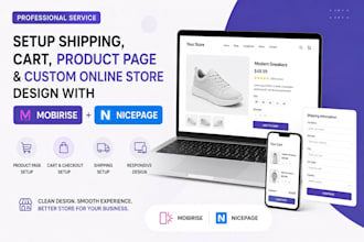 setup shipping card product page custom design mobirise nicepage online store
