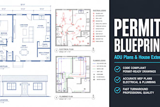 design adu plans, house extension blueprints, and mep permit drawings