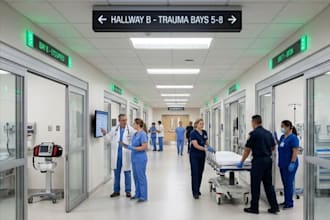 design modern, compliant emergency department interior, healthcare architecture
