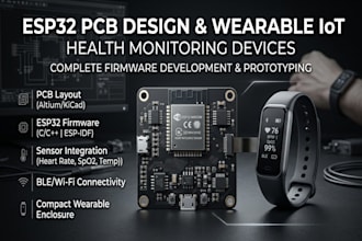 design esp32 pcb and develop wearable iot health monitoring device with firmware
