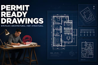 draft architectural 2d floor plan, elevation, site plan, city permit in autocad