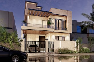design modern house floor plans, elevations and 3d models